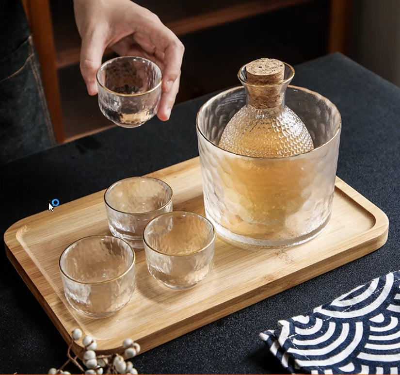 Sake Pot Set Japanese Cold Sake Glasses