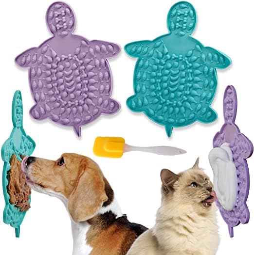 Pet licking mat with suction- set of 2