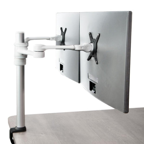 Monitor Desktop mount with DOUBLE and LONG ARM Silver Colour